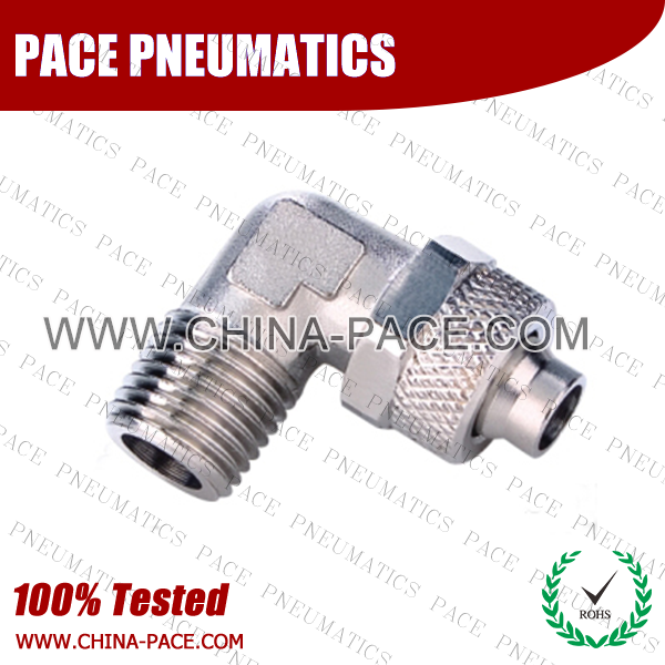 No Swivel Male Elbow Two Touch Fittings, Push On Fittings, Rapid Fittings For Plastic Tube, Brass Air Fittings